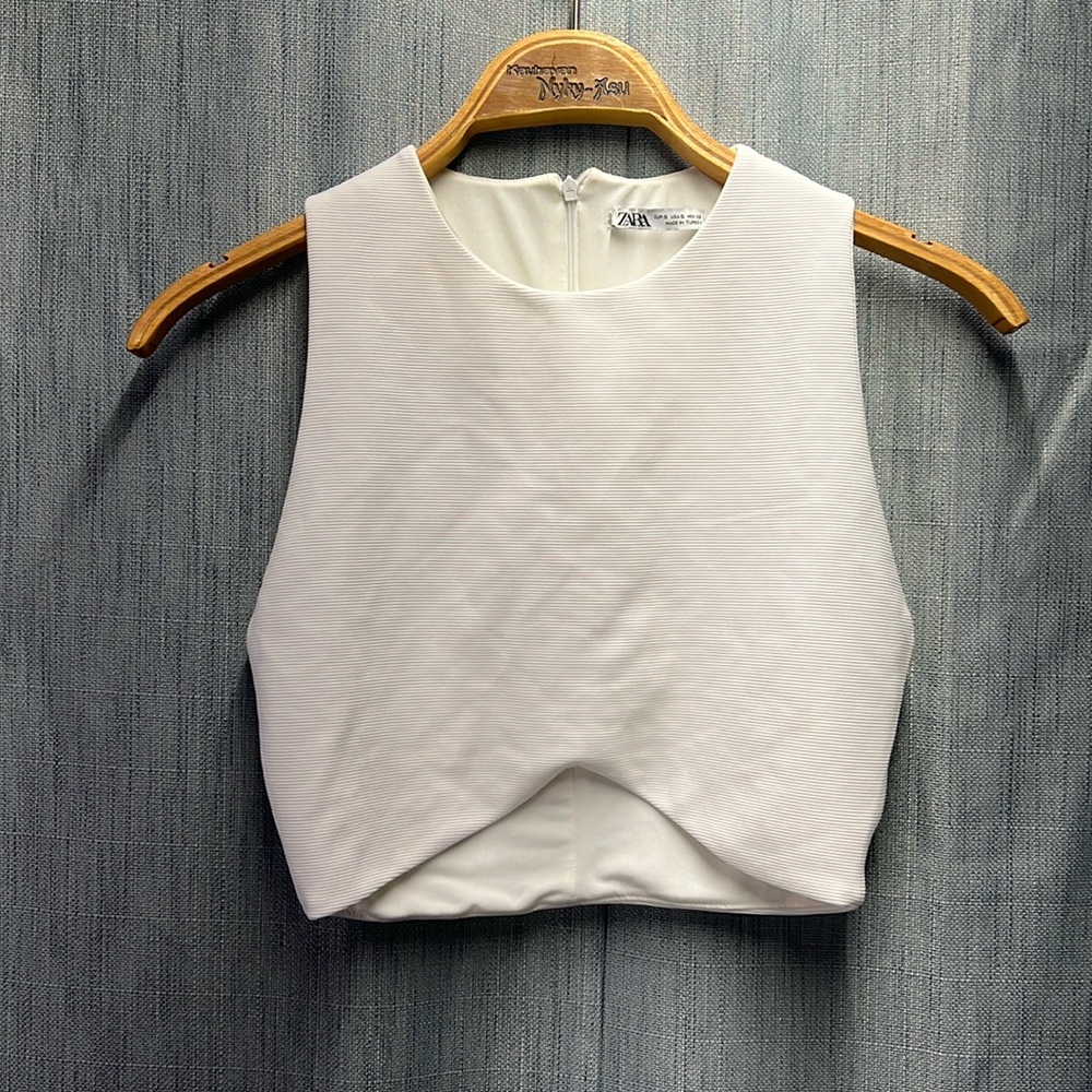 Zara white ribbed crop top size small
